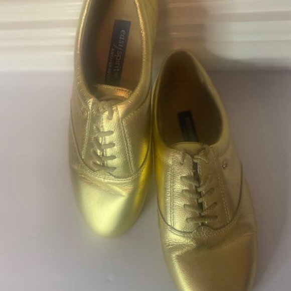 EASY SPIRIT Women's Metallic Gold Leather Sneakers, Anti-Gravity, Size 7.5 - Picture 2 of 8